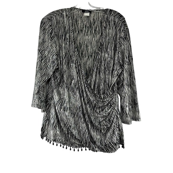 MSK | Tops | Msk Faux Wrap Top Womens Sz 2x Black White